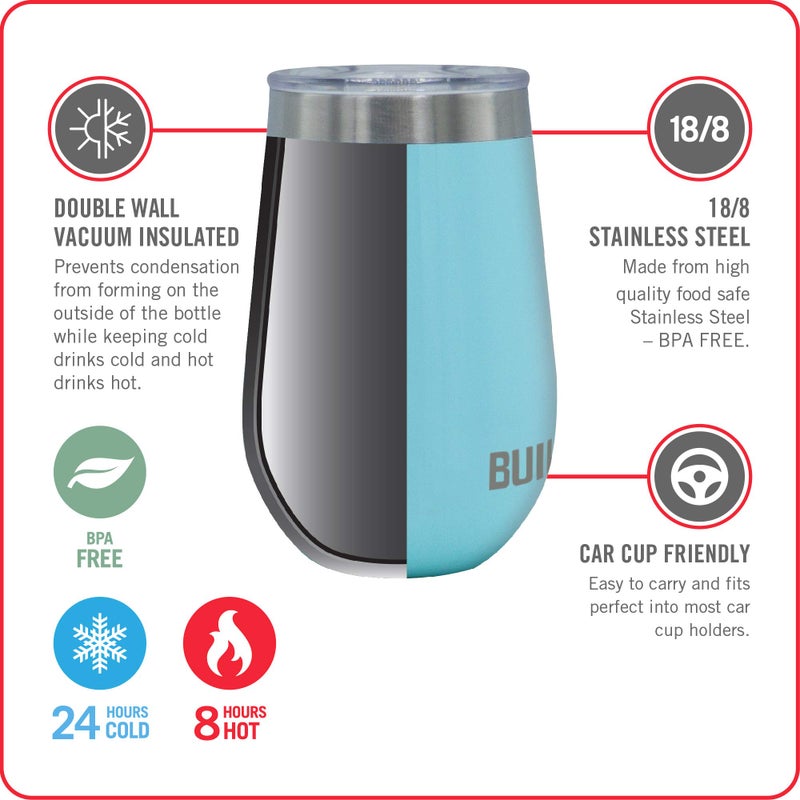 BUILT 12 Ounce Double Wall Stainless Steel Wine Tumbler with Lid Dots 5270079 - Image 4